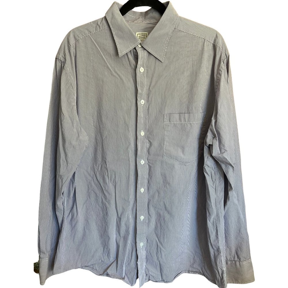 Navy Stripped 100% Cotton Collared Shirt // Merona Men's Size XL